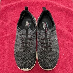 Skechers Grey and Black Slip-On Knit Sneakers